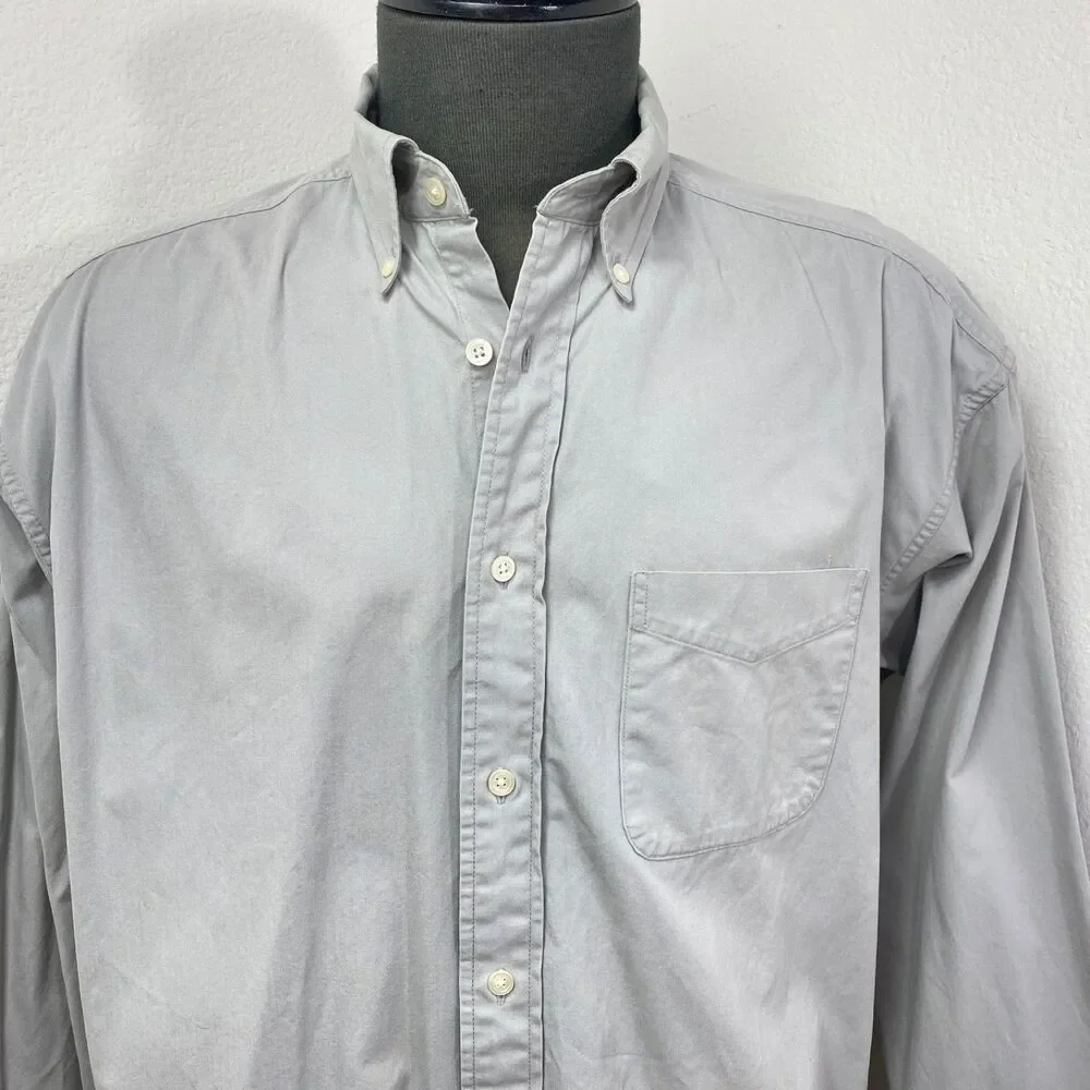 Banana Republic Gray Twill Cotton Mens Shirt Large Long Sleeves Button Down